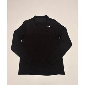 Gymshark Mens Vital Seamless Long Sleeve T-Shirt Black Athletic Top Small